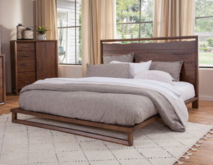 English Elm Steve Silver - Lofton King Platform Bed - Modern Rustic Design With Live-Edge Headboard, Warm Brown Finish B081S00455-GIGA