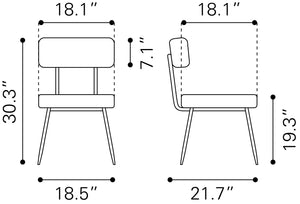 Blanca Dining Chair - Set of 2 Ivory 109738 Zuo Modern