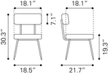 Blanca Dining Chair - Set of 2 Ivory 109738 Zuo Modern