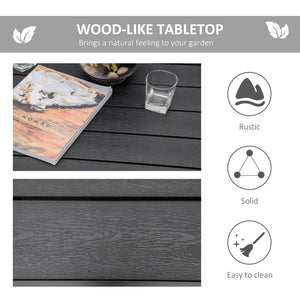 English Elm Outsunny Outdoor Dining Table For 4 - Compact Square, Weather-Resistant Woodgrain Top & Aluminum Frame W2225P174359-GIGA