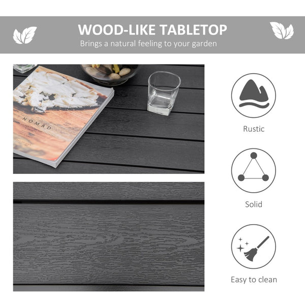 English Elm Outsunny Outdoor Dining Table For 4 - Compact Square, Weather-Resistant Woodgrain Top & Aluminum Frame W2225P174359-GIGA