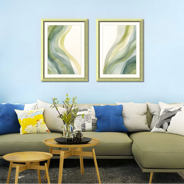 English Elm Set Of 3 Abstract Green Framed Wall Art – Modern Replaceable Canvas Prints For Stylish Home Decor T3976P383226-GIGA