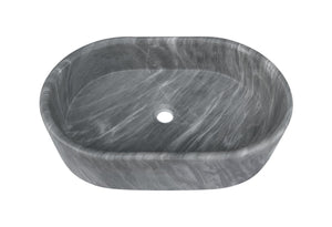 English Elm Carrara Gray Marble Vessel Sink – Semi-Polished Natural Stone, Elegant Design For Luxe Bathrooms W1696P333274