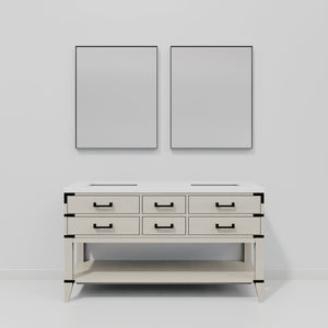 English Elm White Oak Double Bath Vanity Set With White Quartz Top, Mirrors, Ample Storage & Timeless Design B2731S01635-GIGA