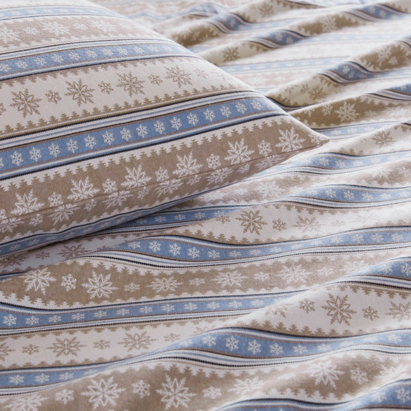 English Elm 3 Pcs Twin Sheet Set - Cozy Blue Snowflake Design, 100% Cotton Flannel For Warmth & Comfort B035P319779