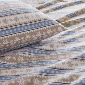English Elm 4 Pcs Cozy Blue Snowflake Sheet Set - Soft Cotton Flannel, Year-Round Comfort For Full Beds B035P319780