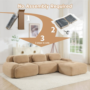 English Elm L-shaped Modular Corduroy Sectional Sofa Ergonomic Low Profile Living Room Seating Camel W714S01240