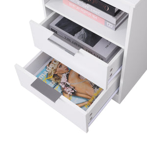 English Elm Nightstand with Drawer | 3-Tier Modern Bedside Table with Hidden Drawer, Open Shelves, Sturdy Build White 25.9 L x 16.7 W x 5.5 H W3151P345813