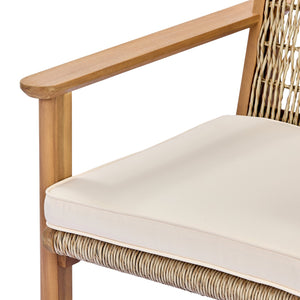 English Elm Outdoor Acacia Wood Wicker Rattan Armchairs with Cushions for Patio Poolside Beige,Light Teak N768P374497L