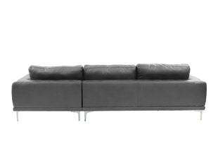 English Elm Left Facing Sofa Antique Grey Breathable Leatherette Sectional with Wide Chaise, Metal Legs, Modern Comfort pillows included B011S01065