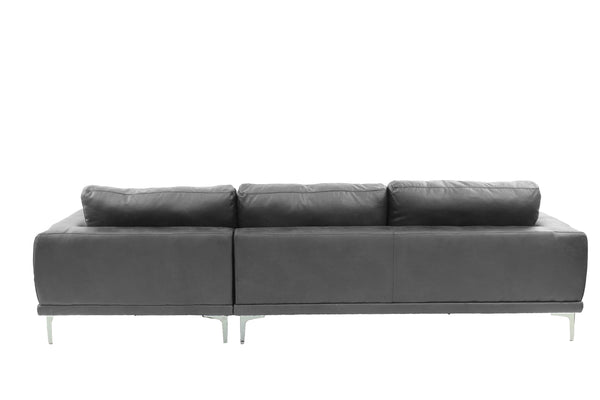 English Elm Left Facing Sofa Antique Grey Breathable Leatherette Sectional with Wide Chaise, Metal Legs, Modern Comfort pillows included B011S01065