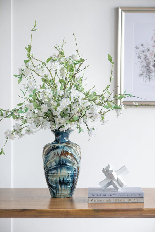 English Elm D8.7x15.5" Ceramic Floor Vase Reactive Glazed Artisan Finish for Mantel or Sideboard W2078P489201