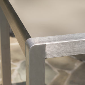 English Elm 43" Outdoor Tempered Glass Top Aluminum Bar Table Powder-coated for Patio Use 60013.00