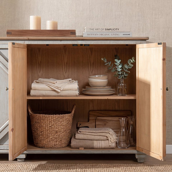 English Elm Colette Reclaimed Pine Six Door Sideboard Wide Farmhouse Storage for Dining Rooms B2719P489278