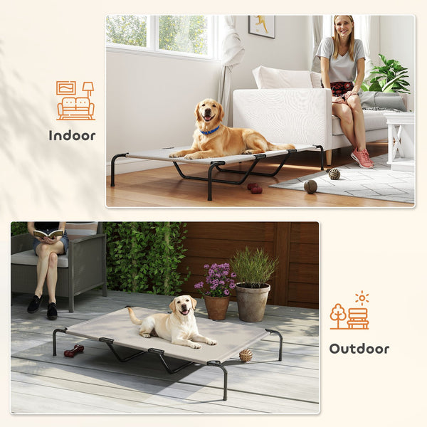English Elm Pawhut Raised Pet Bed with Steel Frame and Breathable Mesh for Large Dogs Indoor Outdoor W2225P485635