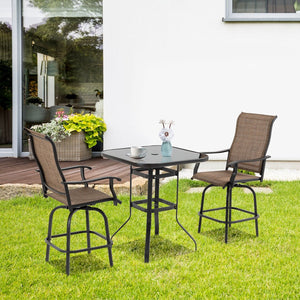 English Elm Outsunny Set Of 2 Stylish Swivel Bar Stools With Armrests For Outdoor Comfort & Durability, Brown W2225P174460-GIGA