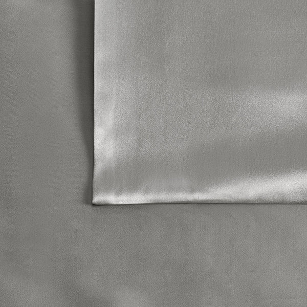JLA Home Madison Park - 100% Mulberry silk pillowcase 25mm 6A OEKO-TEX satin finish with hidden zipper for skin & hair care Grey MP21-7273