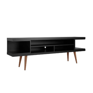 English Elm Utopia 70" TV Stand with Ample Storage and Wire Management, Sleek Mid-Century Legs for Durability Black B365P398374
