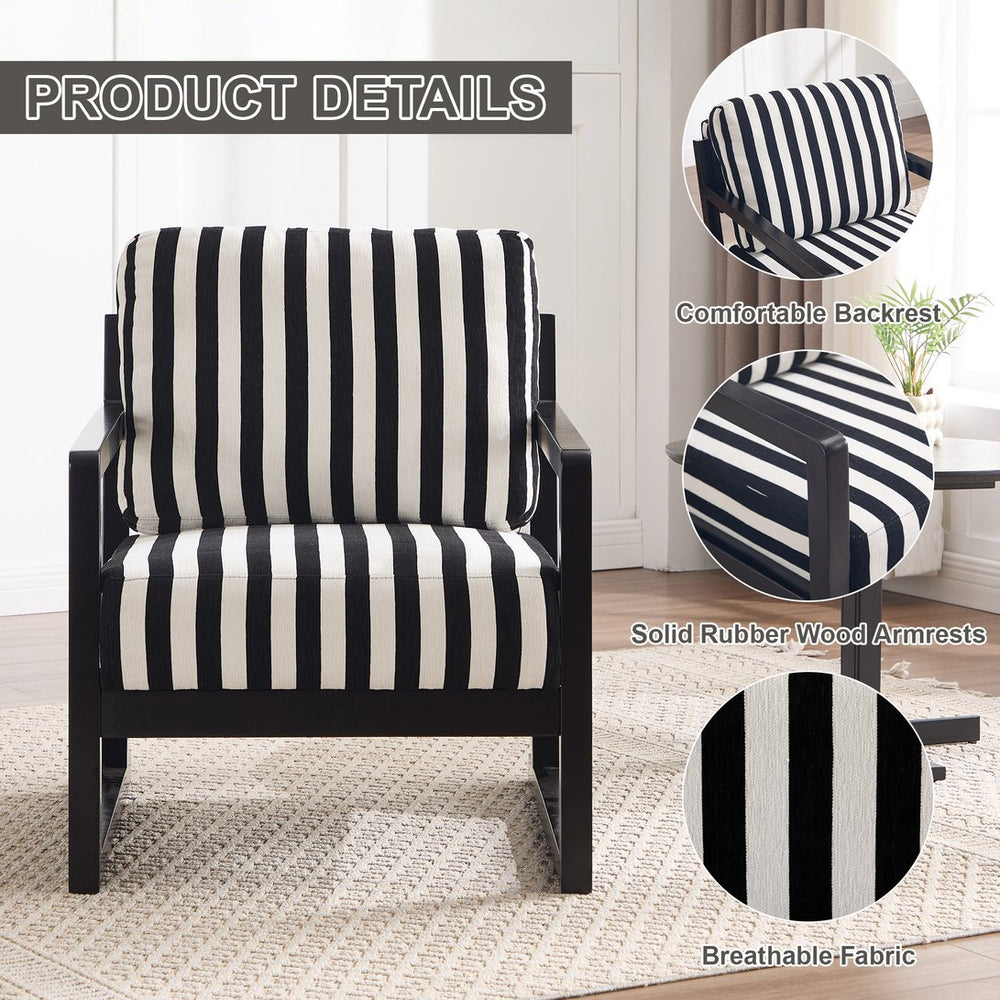 English Elm Mid-century Modern Linen Lounge Chair with Solid Wood Legs for Living Room W1249P479873