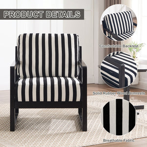 English Elm Mid-century Modern Linen Lounge Chair with Solid Wood Legs for Living Room W1249P479873