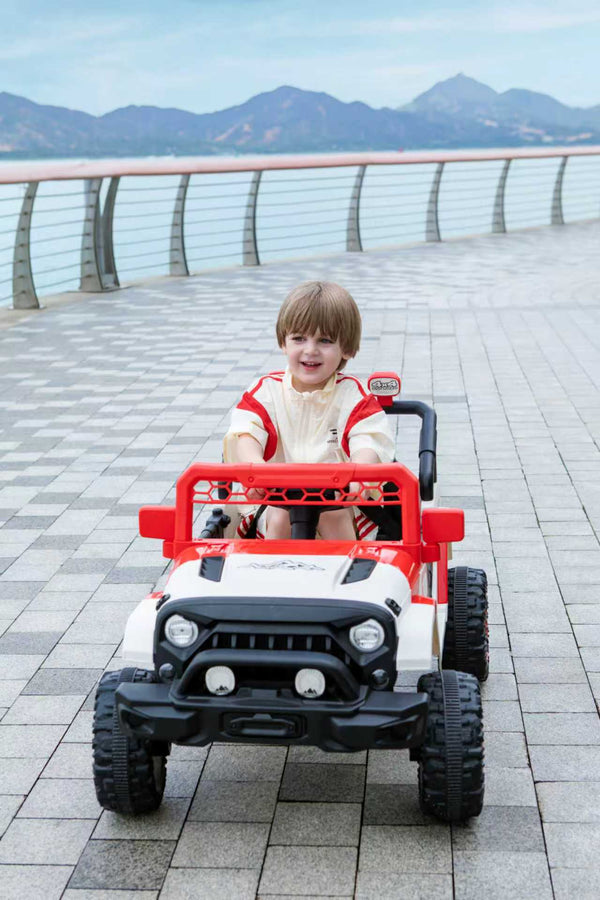 English Elm 12v Ride on Toddler Car with Remote Control Spring Suspension and Off Road 4x4 Drive White+Red W3822P371942
