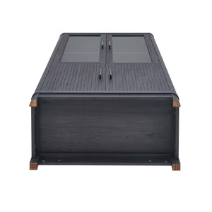 English Elm Jodie Elegant 31" Bookcase Cabinet with 6 Adjustable Shelves, Glass Display Doors & Metal Handles Charcoal grey B365P397894