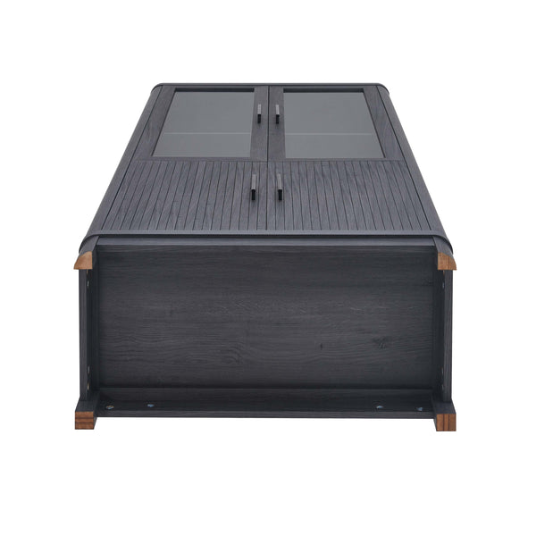 English Elm Jodie Elegant 31" Bookcase Cabinet with 6 Adjustable Shelves, Glass Display Doors & Metal Handles Charcoal grey B365P397894