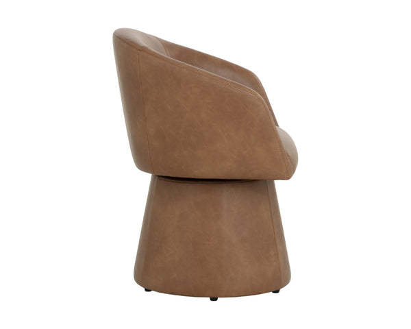 Sunpan ETTA Swivel Dining Armchair in Copley Cognac – Modern Comfort, 360° Rotating Design, Easy Care 111766V