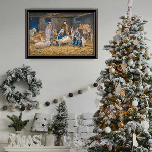 English Elm Trendy Nativity Black Framed Print Bonnie Mohr Faith Art Ready to Hang Home Decor B067P252298