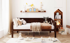 English Elm Twin Daybed Frame Solid Pine Sofa Bed for Guest Room Studio or Teen Bedroom Espresso N708P266726P