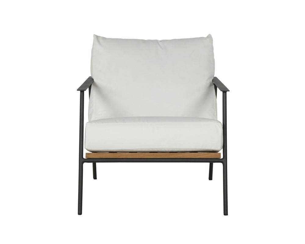 Sunpan Milan Armchair - Modern Outdoor Lounge Chair with Teak Wood, Weather-Resistant Fabric & Black Frame