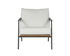 Sunpan Milan Armchair - Modern Outdoor Lounge Chair with Teak Wood, Weather-Resistant Fabric & Black Frame
