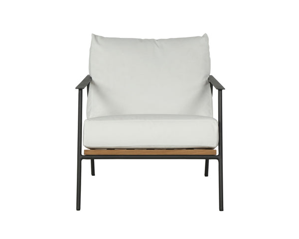 Sunpan Milan Armchair - Modern Outdoor Lounge Chair with Teak Wood, Weather-Resistant Fabric & Black Frame