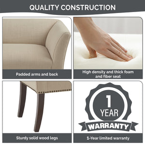 JLA Home Madison Park - 49.5" Welburn Upholstered Bench with Low Back, Nailhead Trim & Wood Legs for Entryway Seating Slate Blue MP105-0827