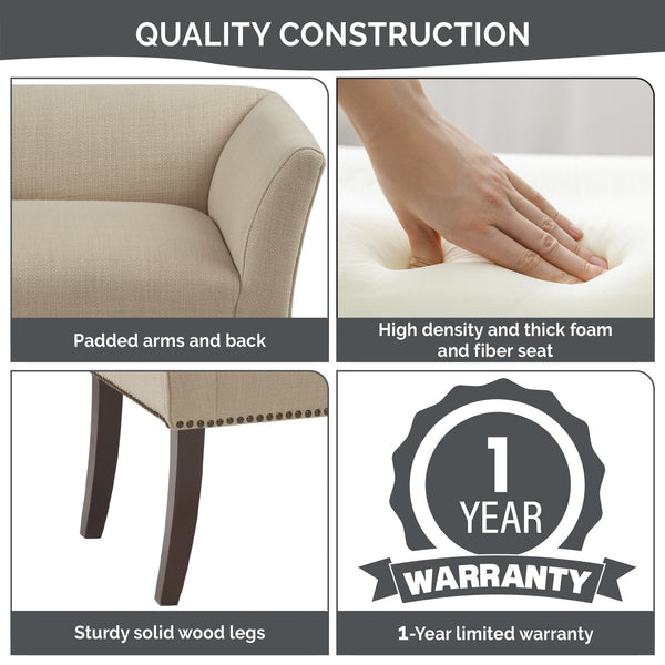 JLA Home Madison Park - 49.5" Welburn Upholstered Bench with Low Back, Nailhead Trim & Wood Legs for Entryway Seating Slate Blue MP105-0827