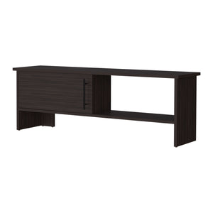 English Elm Rock Brenton TV Stand with Concealed Cabinet and Open Shelf for Media Devices, Durable Finish Walnut 53.5 L x 17.3 W x 4 H B128P263718