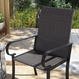 English Elm Set of 2 High Back Pe Rattan Dining Chairs with Wraparound Arms for Patio T3971P429356