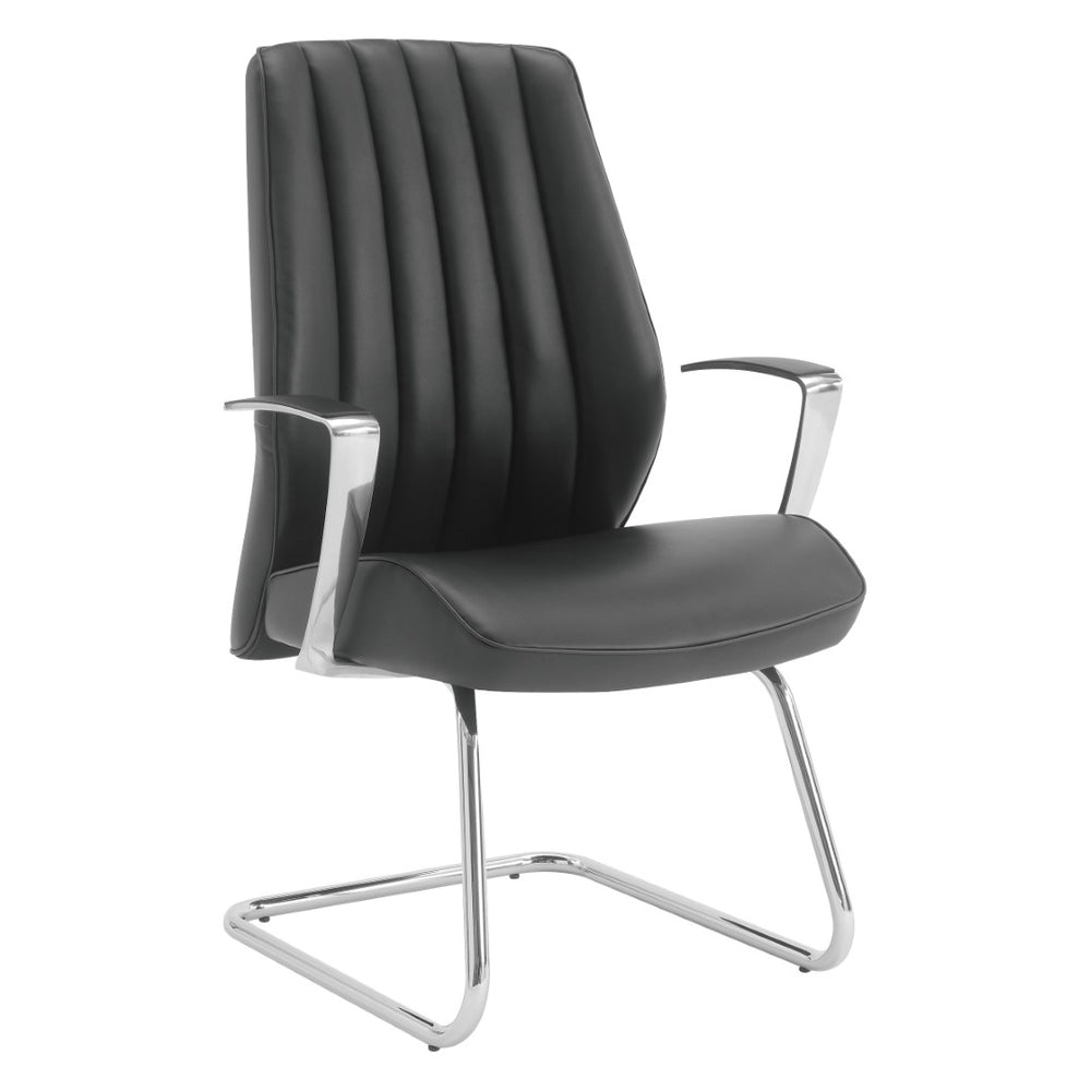 OSP Home Furnishings Sled Base Mid-back Visitor Chair with Chrome Frame and Antimicrobial Ergonomic Seating 62205C-R107