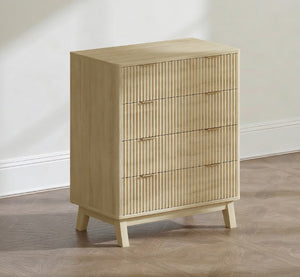 English Elm Closet Four Drawer Dresser with Fluted Fronts Gold Pulls and Natural Wood Finish T3971P431263