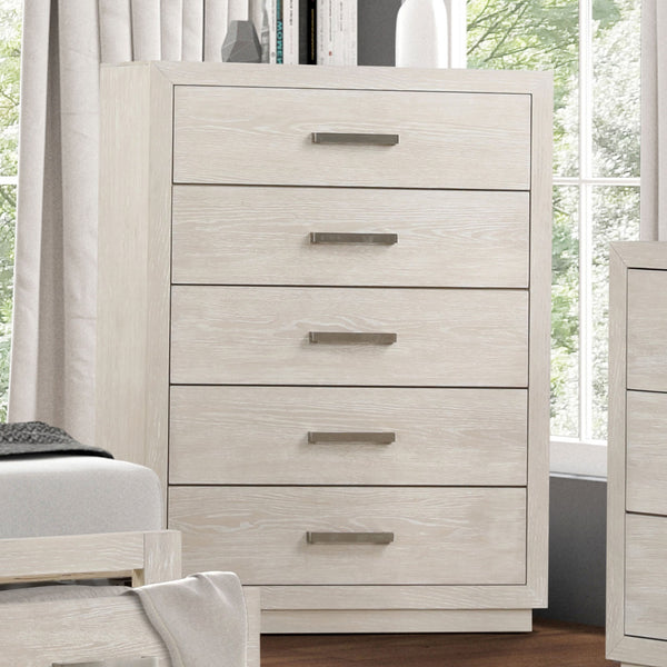 English Elm Transitional Tall Chest Acacia Wood Dovetail Drawers Light Gray Bedroom Storage B2741P434090