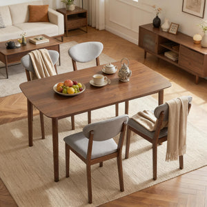 English Elm Compact Mid-century 5 Piece Dining Set with Upholstered Chairs for Small Spaces Light Gray,Walnut T3971S00214