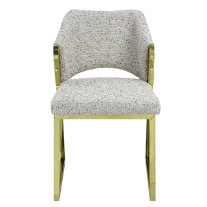 English Elm Galdesa Plush Teddy Sherpa Side Chairs Set of 2 – Grey Multi Upholstery, Mirrored Gold Stainless Legs B2726P345254