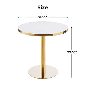 English Elm 31.5inch Tulip Pedestal Round Dining Table White Ceramic Top Mid-century Modern Seats Six W3766P436155