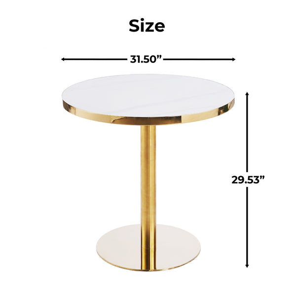 English Elm 31.5inch Tulip Pedestal Round Dining Table White Ceramic Top Mid-century Modern Seats Six W3766P436155