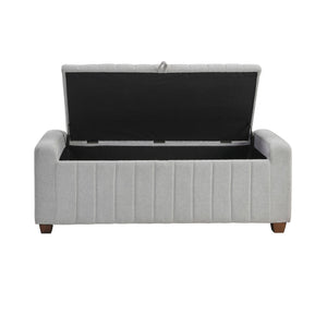 English Elm Contemporary Upholstered Storage Bench with Boucle Fabric, Plywood Frame, Foam Cushion & Solid Wood Legs Gray 50.5 L x 23.5 W x 17.5 H B011P298370