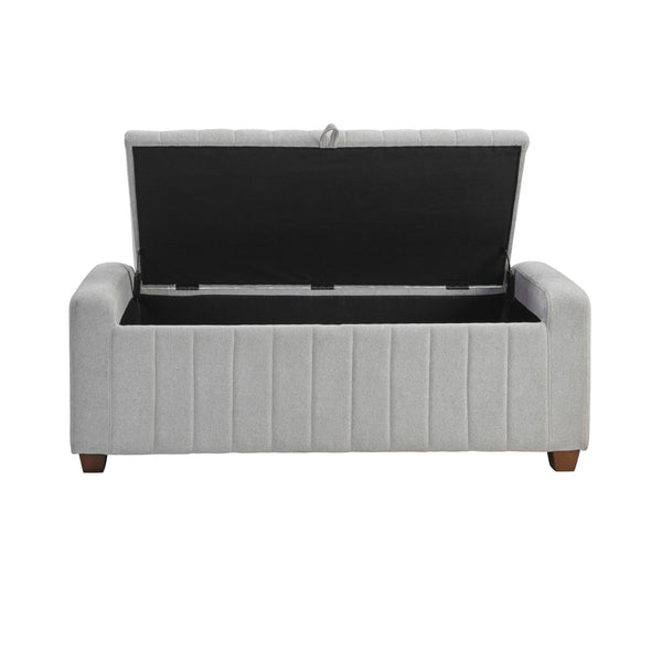 English Elm Contemporary Upholstered Storage Bench with Boucle Fabric, Plywood Frame, Foam Cushion & Solid Wood Legs Gray 50.5 L x 23.5 W x 17.5 H B011P298370