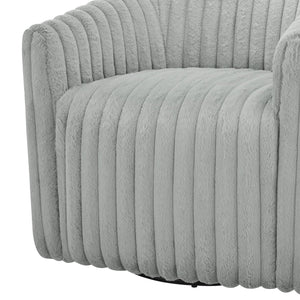 English Elm Alexa Ultra Plush Swivel Barrel Chair in Grey Wide Wale Cord-Like Fabric, Coil Spring Comfort, No Assembly Needed B050P390588