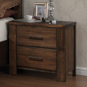 English Elm Classic Oak Finish Nightstand with Two Drawers, 26"W x16"D x25"H — Smooth Glides, Brass Hardware, No Assembly Required B2741P323094