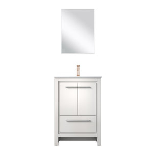 English Elm White Bath Vanity Set With Cultured Marble Top, Rose Gold Faucet, And Matching 18" Mirror For Style B2731S02042-GIGA