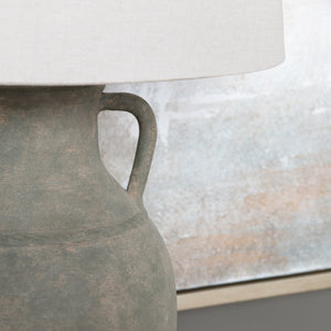 Crestview Collection 29.25"H Ceramic Table Lamp - Stylish Amphora Design With Textured Matte Green Finish & Beige Shade   Cvap3239